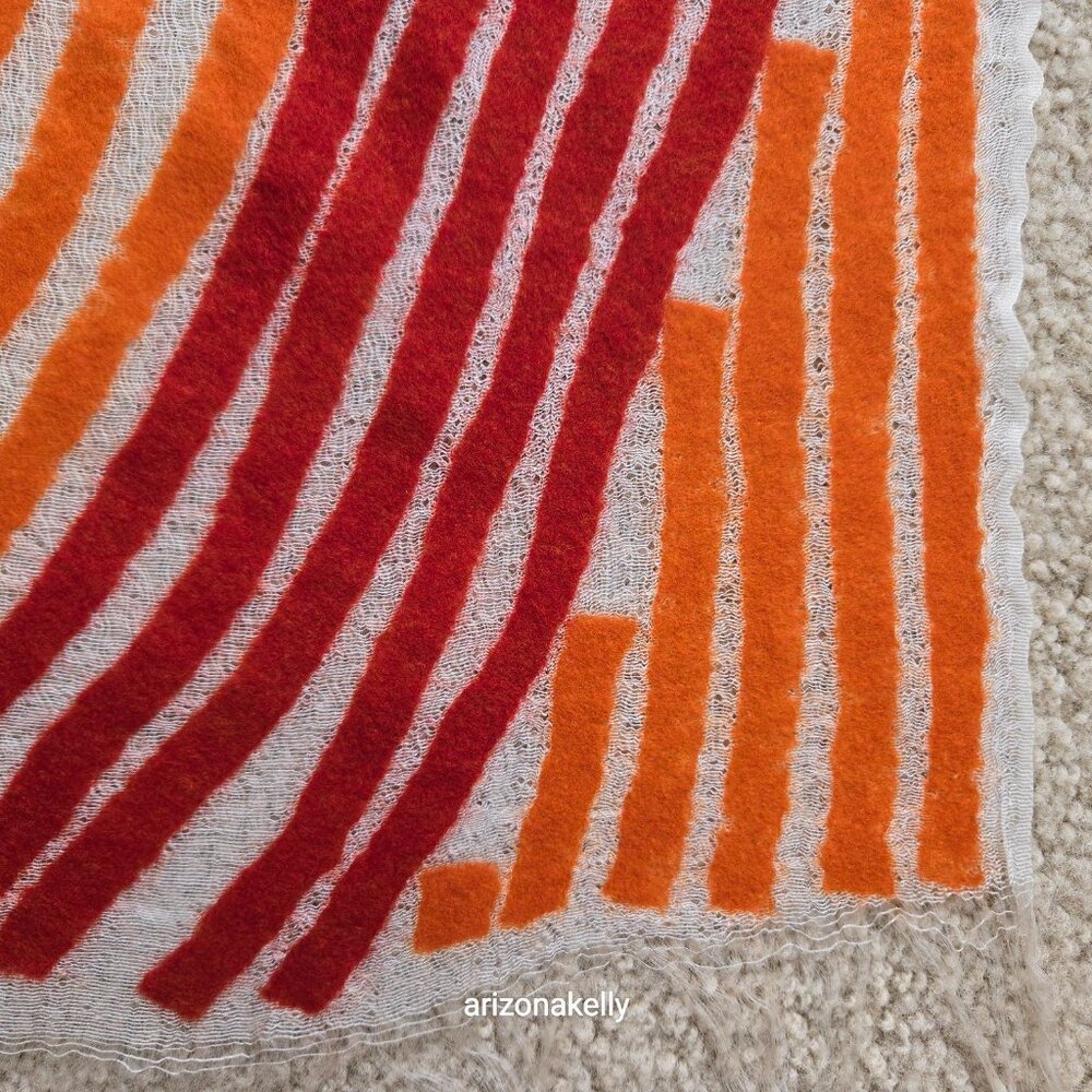 NWOT Zoe Woven Scarf with Vibrant Wool Stripes Red & Orange - Picture 6 of 16